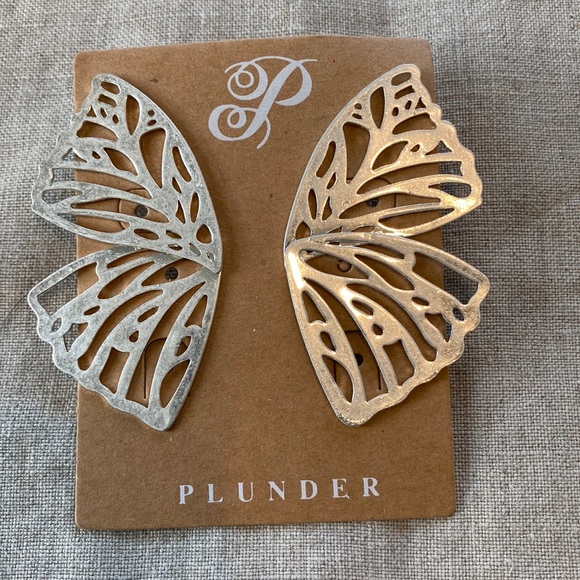 New Large Silver Butterfly Wing Earrings – Calliope #80 - Picture 1 of 4